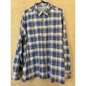 Eddie Bauer Mens XL Blue Gray Plaid Long Sleeve Button Down Shirt Casual
